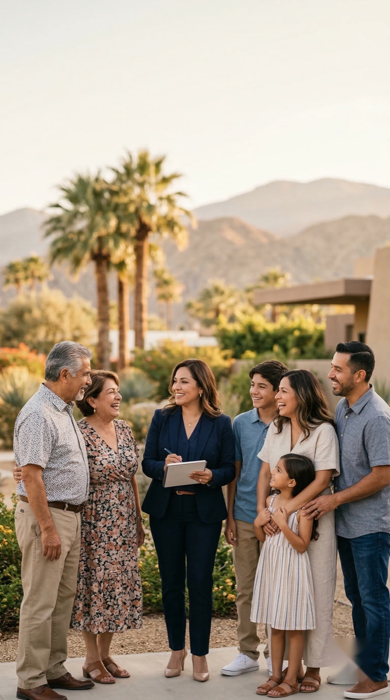 Family outdoors in warm light